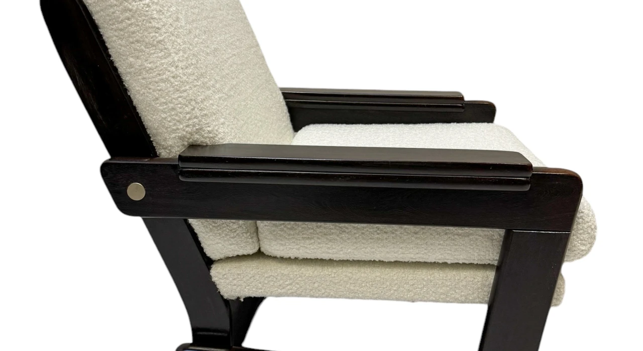 Mid-Century Modern Wenge Lounge Chairs with Bouclé Upholstery, 1970s